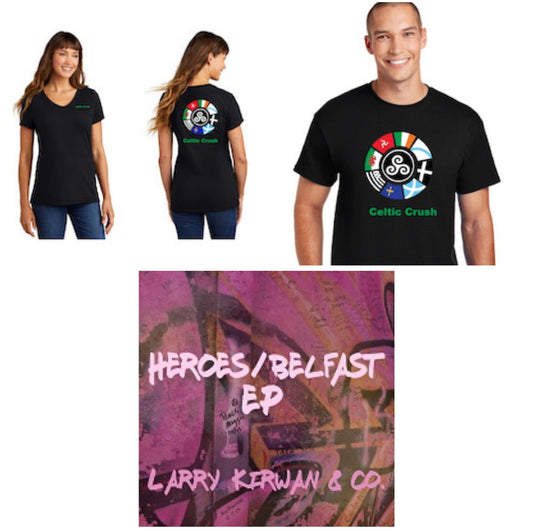Heroes / Belfast EP CD + Celtic Crush T-Shirt Combo Men's